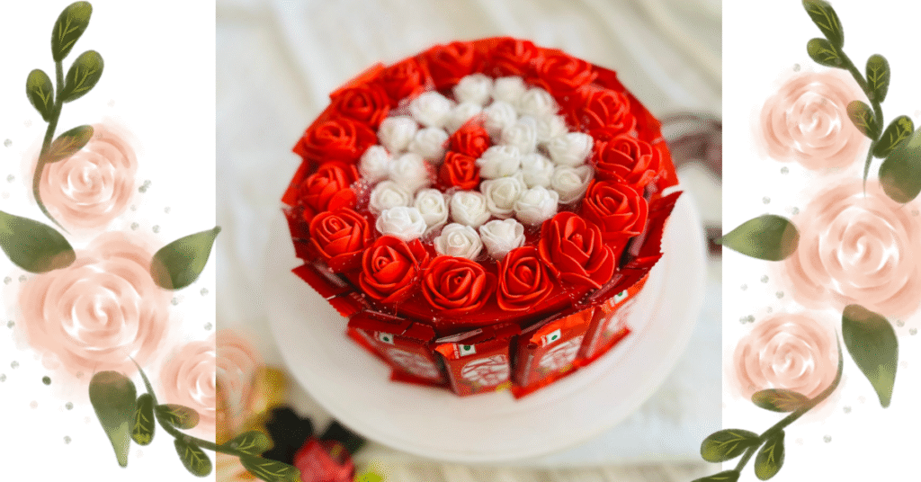kitkat rose handmade cake